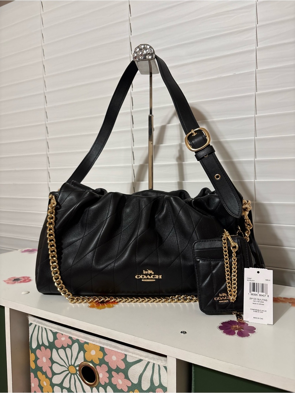 Coach Faye Large Shoulder Bag With Quilting & Matching Card Case Set